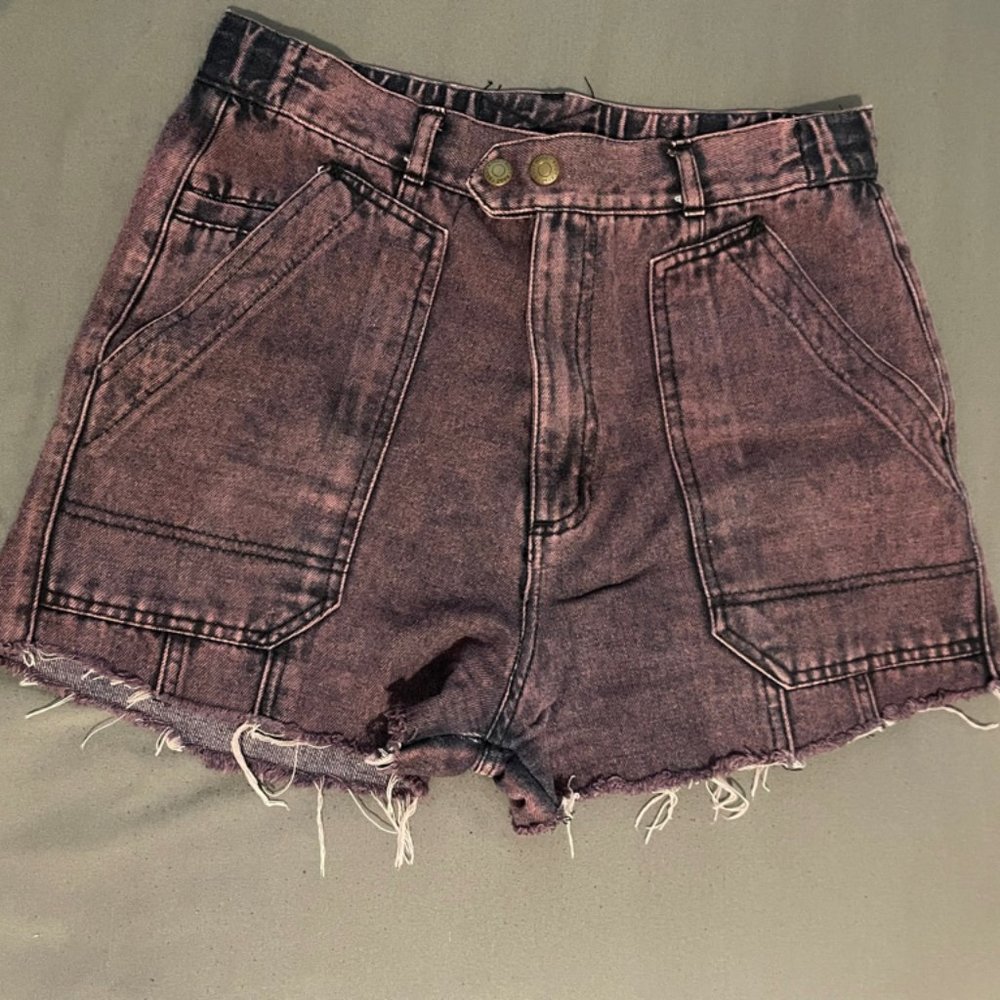 Dark Purple High Waisted Jean Shorts